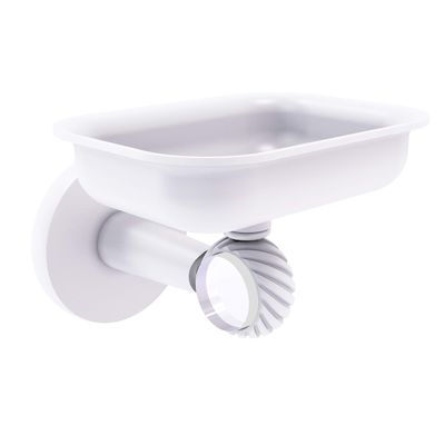 Allied Brass CV-32T Clearview Collection Wall Mounted Holder with Twisted Accents Soap Dish, Matte White