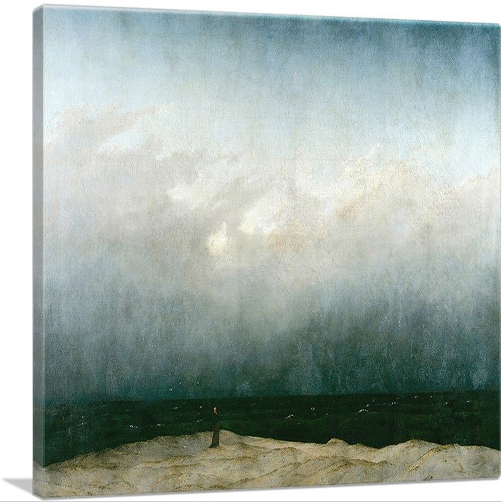 ARTCANVAS Monk By Sea 1808 Canvas Art Print Stretched Framed Painting Picture Poster Giclee Wall Decor by Caspar David Friedrich - 40" x 26" (0.75" Deep)