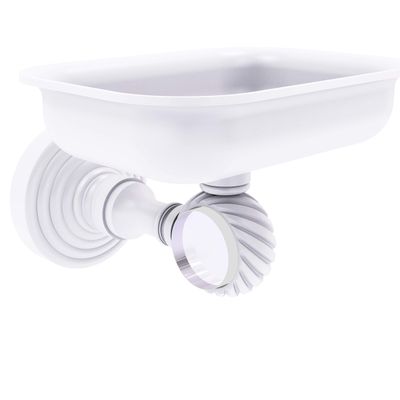 Allied Brass PG-32T Pacific Grove Collection Wall Mounted Holder with Twisted Accents Soap Dish, Matte White