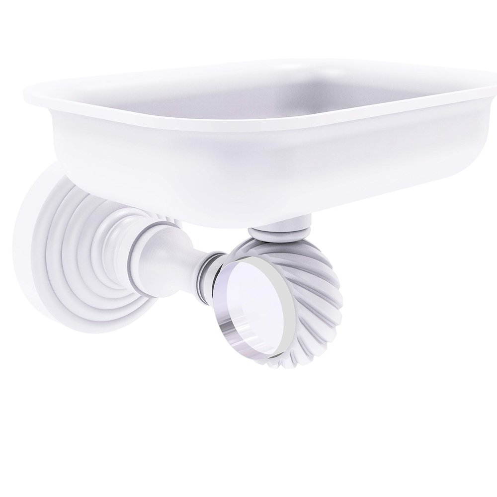 Allied Brass PG-32T Pacific Grove Collection Wall Mounted Holder with Twisted Accents Soap Dish, Matte White