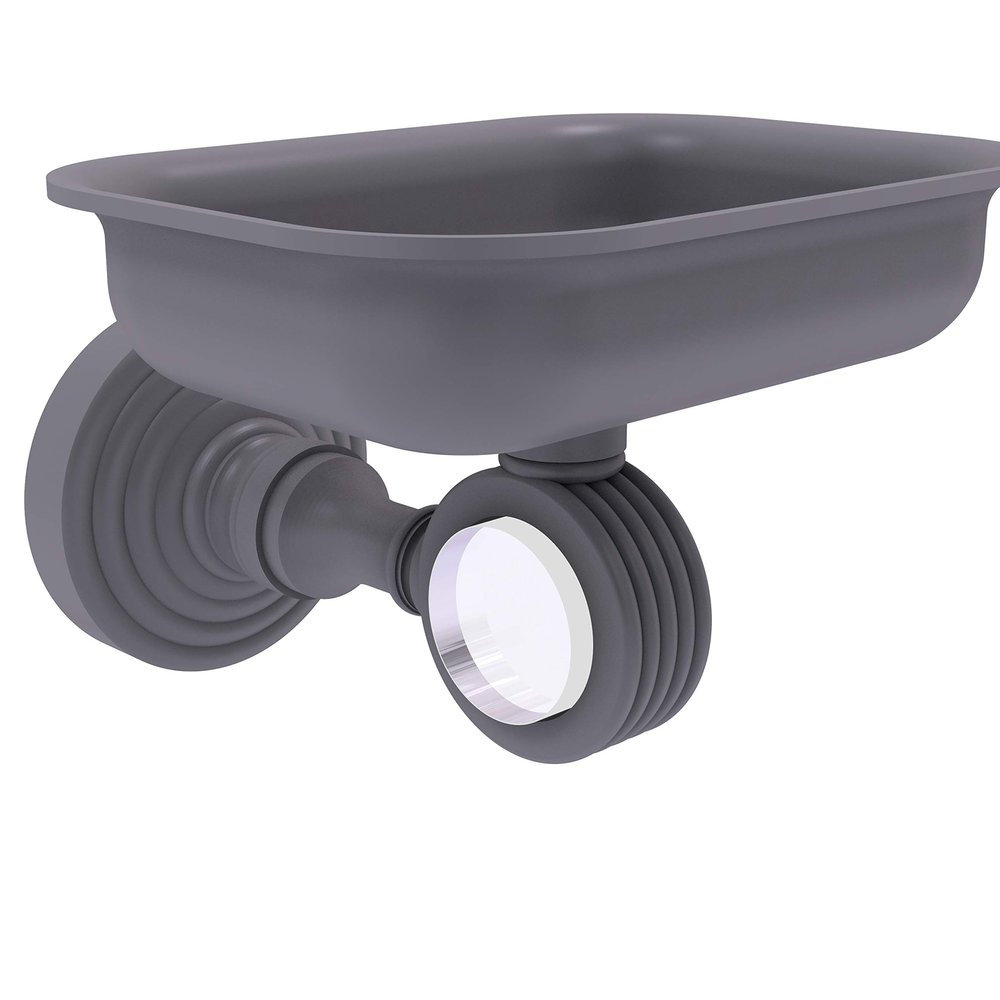 Allied Brass PG-32G Pacific Grove Collection Wall Mounted Holder with Groovy Accents Soap Dish, Matte Gray