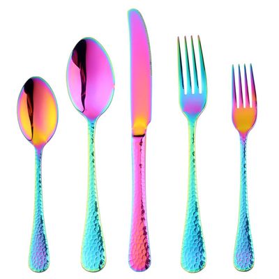 20-Piece Flatware Silverware Set, Bisda Rainbow Stainless Steel Cutlery Sets, Multipurpose Use for Home, Kitchen, Restaurant, Hotel Tableware Utensil Service for 4