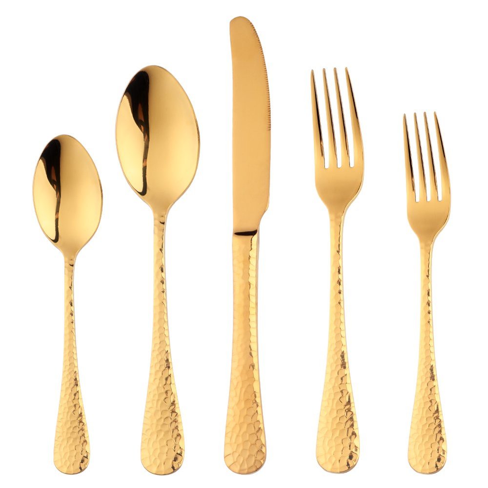 20-Piece Gold Plated-Flatware Silverware Set, Bisda Stainless Steel Cutlery Sets, Multipurpose Use for Home, Kitchen, Restaurant, Hotel Tableware Utensil Service for 4