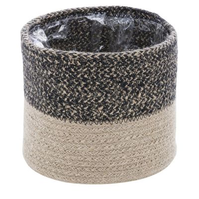 Natural Black Jute Basket - 6 1/4"Dia x 6 3/4"H