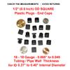 (Pack of 25) SBD Ltd. 1/2" OD Square End Caps (16-18 Ga) - 0.37" - 0.40" ID Hole Size Tube Covers || 0.50 Square Inch Sliding Inserts | Furniture Chair Table Leg Caps | Fitness Eqpt End Caps | by SBD view 2