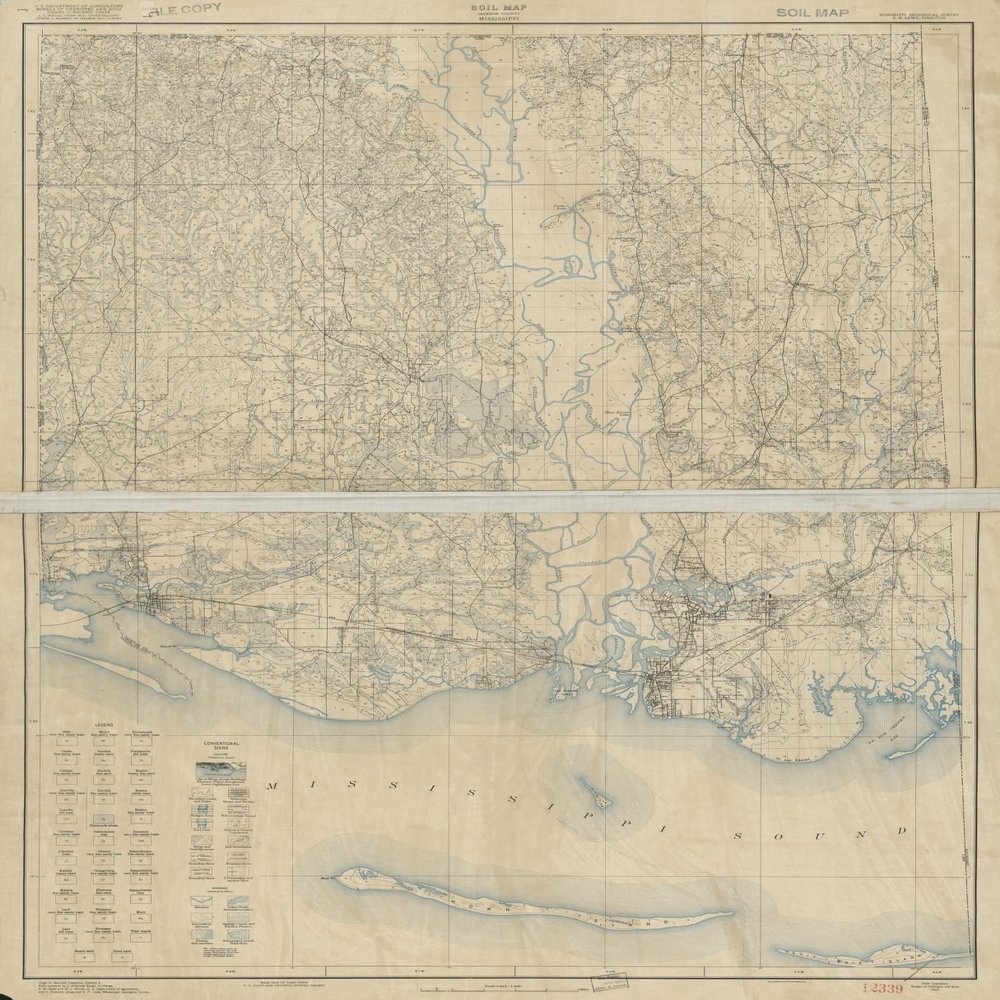18" x 24" 1927 Soil Map Of Jackson County Mississippi