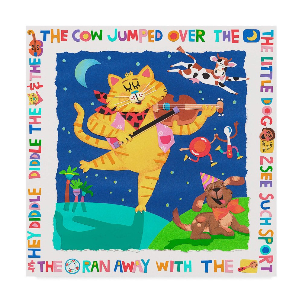 Trademark Fine Art The Cow Jumped Over The Moon by Cheryl Piperberg, 18x18-Inch