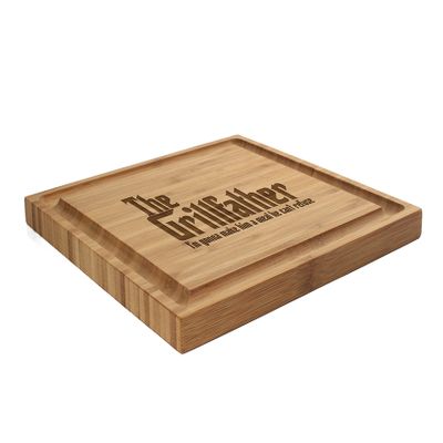 BambooMN Custom Laser Engraved Bamboo Cutting Board - The Grillfather - 1 Piece - 11" x 11" x 0.75" (Grooved)