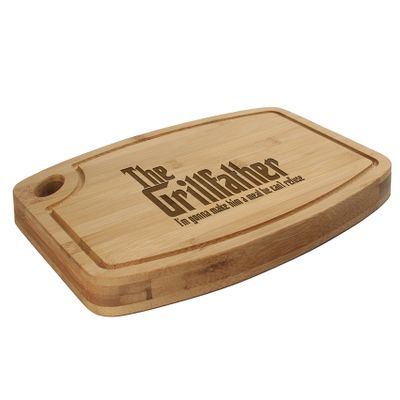 BambooMN Custom Laser Engraved Bamboo Cutting Board - The Grillfather - 1 Piece - 11.75" x 8.63" x 0.4" (Grooved w/hole)