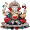 Exotic India Lord Ganesha Seated on Lotus - Brass Statue with Inlay Work view 1