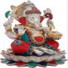 Exotic India Lord Ganesha Seated on Lotus - Brass Statue with Inlay Work view 2