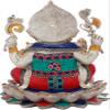 Exotic India Lord Ganesha Seated on Lotus - Brass Statue with Inlay Work view 3