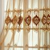 pureaqu Elegant European Style Sheer Curtain Panels for Bedroom/Living Room Embroidered Coffee Brown Floral Semi Sheer Voile Drapes Fabric Window Treatment Rod Pocket 1 Panel W52 x H96 Inch view 3