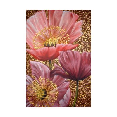 Trademark Fine Art Three Pink Poppies by Cherie Roe Dirksen, 16x24-Inch