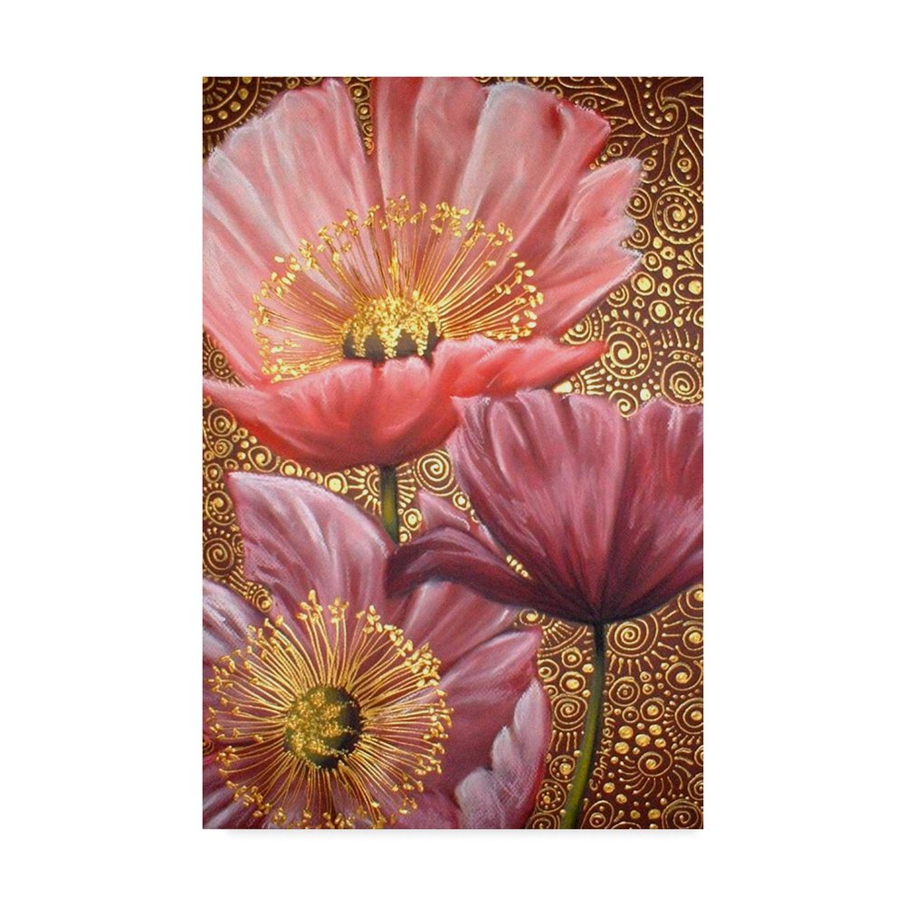Trademark Fine Art Three Pink Poppies by Cherie Roe Dirksen, 16x24-Inch
