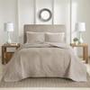 510 DESIGN Oakley Reversible Quilt Set-Luxe Stitching Design All Season, Lightweight Coverlet Bedspread Bedding, Matching Shams, Oversized King/Cal King(120"x118"), Medallion Khaki 3 Piece view 2
