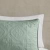 510 DESIGN Oakley Reversible Quilt Set - Luxe Stitching Design, All Season, Lightweight Coverlet Bedspread Bedding, Matching Shams, Medallion Seafoam Oversized Full/Queen(102"x118") 3 Piece view 4
