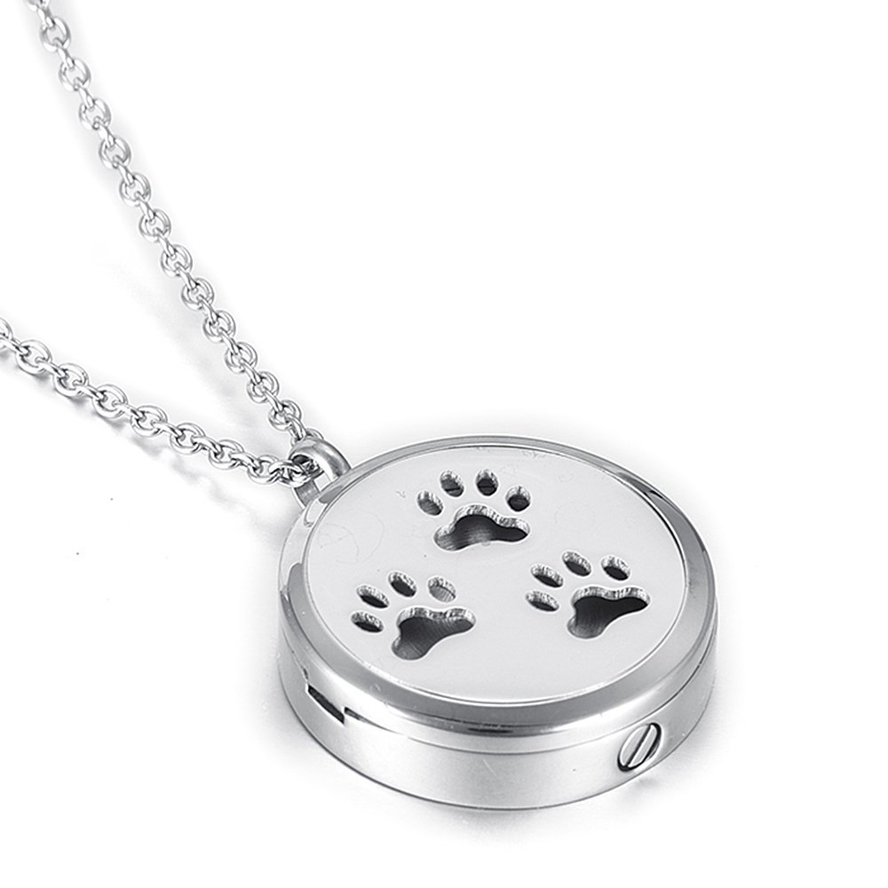 Oinsi Dog Paw Memorial Locket Necklace Hold Photo & Ashes Keepsake Cremation Urn Pendant For Pet/Free Filling Kits +Screwdriver