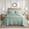 510 DESIGN Oakley Reversible Quilt Set - Luxe Stitching Design, All Season, Lightweight Coverlet Bedspread Bedding, Matching Shams, Oversized King/Cal King(120"x118"), Medallion Seafoam 3 Piece view 2