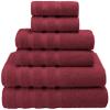American Soft Linen 100% Carde Cotton 6 Piece Towel Set, 590 GSM Heavy Weight Soft Absorbent Turkish Towels for Bathroom, Burgundy Red view 1
