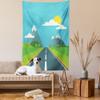 Lunarable Road Trip Tapestry, Straight Road in a Green Valley with Mountain Hills and Sun on The Sky Backdrop, Fabric Wall Hanging Decor for Bedroom Living Room Dorm, 30" X 45", Pale Blue view 2