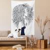 Lunarable Curly Hair Tapestry, Curly Hair Young Girl with Freckles in Party Dress Teen Feminine Print, Fabric Wall Hanging Decor for Bedroom Living Room Dorm, 23" X 28", Blue White view 2