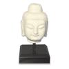 ChinaFurnitureOnline White Marble Enlightened Buddha Head Asian Sculpture with Black Wooden Stand view 1
