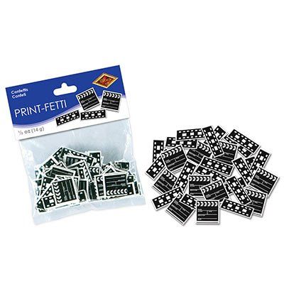 Club Pack of 12 Black and White Clapboard & Filmstrip Printed Party Confetti .5Oz.