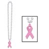 Club Pack of 12 Pink Breast Cancer Awareness Ribbon Medallion Necklace Party Favors 40" view 1