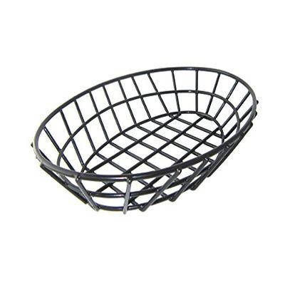 12" x 8.5" Black Oval Grid Basket, Clipper Mill by GET 4-34418 (Qty,1)