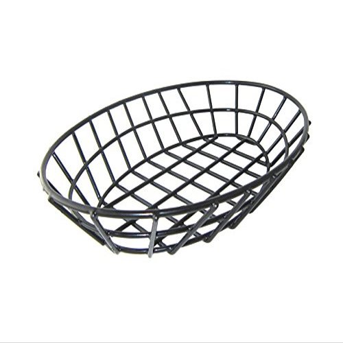 12" x 8.5" Black Oval Grid Basket, Clipper Mill by GET 4-34418 (Qty,1)
