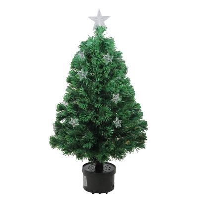 Northlight 4' Pre-Lit Fiber Optic Artificial Christmas Tree with Stars, Green