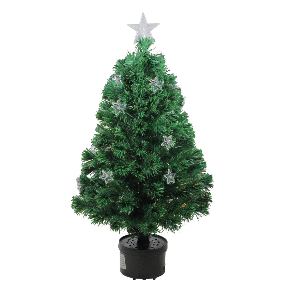 Northlight 4' Pre-Lit Fiber Optic Artificial Christmas Tree with Stars, Green