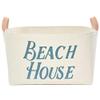 A Southern Bucket Beach House Canvas Storage Basket with Veg Leather Handles (Horizon Blue) view 1