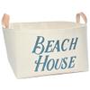 A Southern Bucket Beach House Canvas Storage Basket with Veg Leather Handles (Horizon Blue) view 2