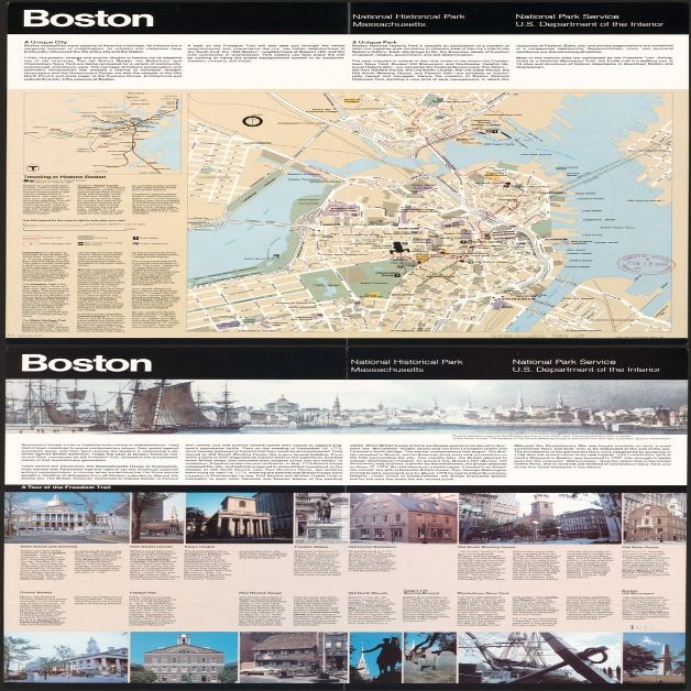 12" x 24" 1988 Map Of Massachusetts Boston National Historical Park