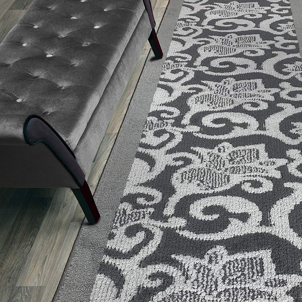 14 FT Grey Hallway Runner Rug, Non Slip Washable Indoor Carpet 2'7" x 14' for Entryway, Laundry, or Stairs! Textured Finish Floor Mat