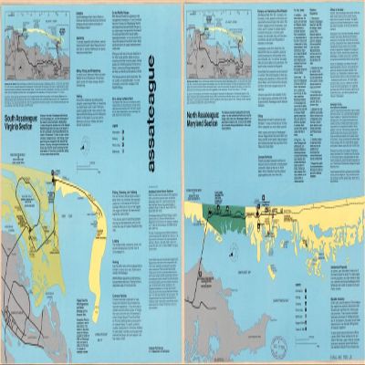 10" x 24" 1985 Map Of Assateague