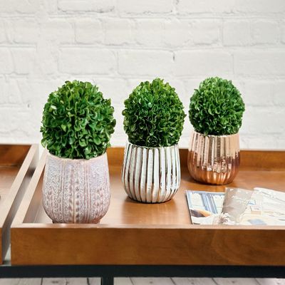 Admired by Nature 3pcs 5" Ball Topiary Plants Artificial Boxwood Topiary Faux Topiaries Artificial boxwood balls for pots for Wedding Decoration, Home Decor, Office Desk, Front Porch Indoor & Outdoor