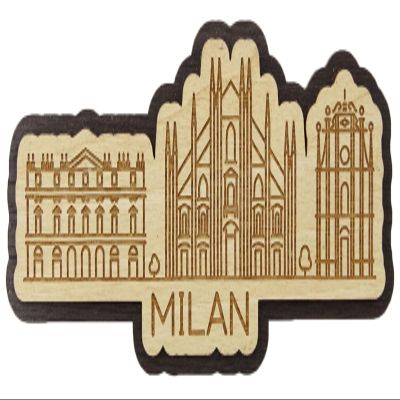 Printtoo Milan City Of Italy Wooden Engraved Fridge Magnet Souvenir Home Decorative