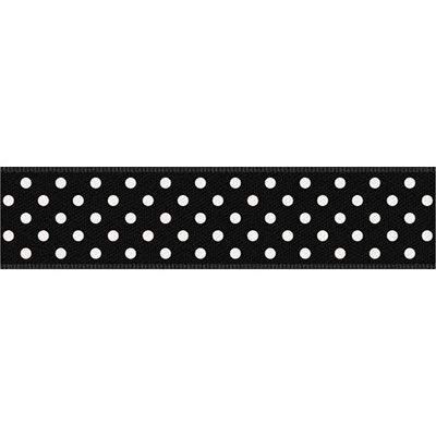 Cotta 78711 Ribbon Dots, Black Background x White Dots, 0.7 inches (19 mm) x 16.4 ft (5 m), Black Background x White Dots, 0.7 x 16.4 ft (1.9 cm x