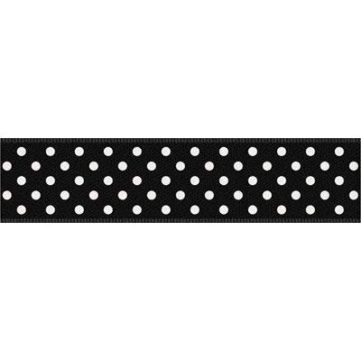 Cotta 78711 Ribbon Dots, Black Background x White Dots, 0.7 inches (19 mm) x 16.4 ft (5 m), Black Background x White Dots, 0.7 x 16.4 ft (1.9 cm x