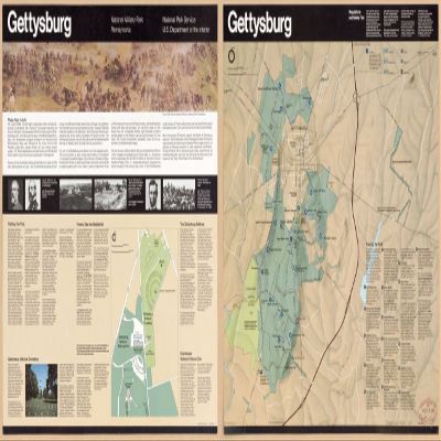 12" x 24" 1984 Map Of Gettysburg National Military Park Pennsylvania