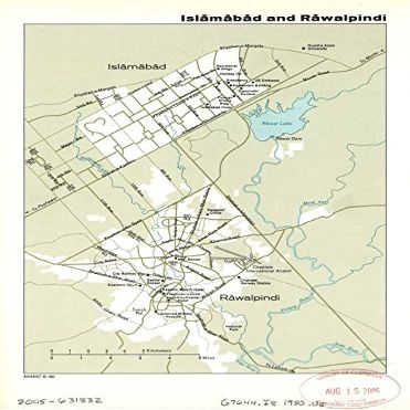 18" x 24" 1980 Map Of Islamabad Rawalpindi Pakistan