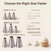 Kayaso Round Piping Tip Set 9 Stainless Steel Pastry Tips in Graduated Sizes with 20 Disposable Decorating Bags for Cupcakes, Cakes, Cookies, and Frosting Design view 3