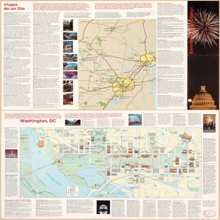 18" x 24" 1983 Map Of Washington District Of Columbia Region United States
