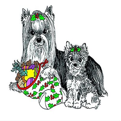 (10 Pack) Yorkshire Terrier Christmas Card (Inside Reads: Merry Christmas!)