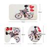 Amagical Girls Decor a Girl on The Bicycle with Flowers and Butterflies Pattern 16 Piece Bathroom Mat Set Shower Curtain Set Bath Mat Contour Mat Toilet Cover Fabric Shower Curtian with 12 Hooks view 3