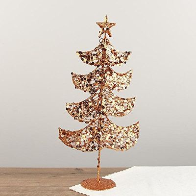 Factory Direct Craft Tabletop Metallic Copper Sequin Christmas Tree
