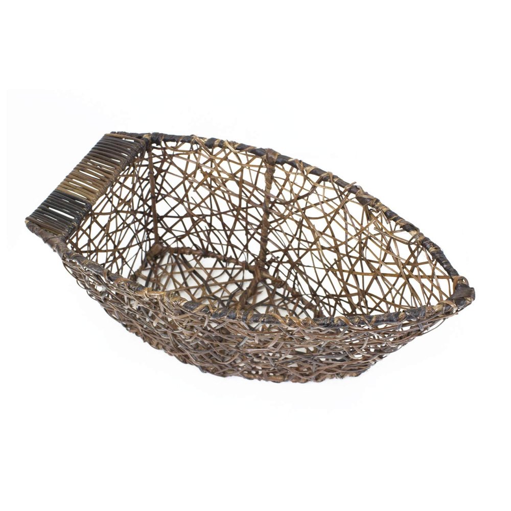 Beachcombers 5.75" x 12.5" Boat Skiff Shaped Decorative Wicker Tabletop Centerpiece Basket All Seasons Summer Beach House Coastal Nautical Ocean Home Table Decor Decoration Brown